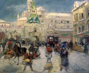 La place Iljinskaja, Moscou, vers 1910 - Georgiy Alexandrovich Lapshin