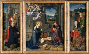 La Nativité avec donateurs et saints Jérôme et Léonard, vers 1510-1515 - Gerard David