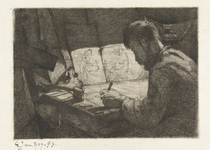 Autoportrait à la table de dessin