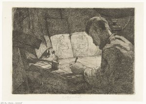 Autoportrait à la table de dessin - Gerard Jan Bos