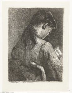 Fille assise, vue de dos