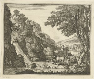 Berger avec des animaux près d
