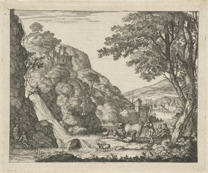 Berger avec animaux près d