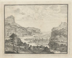Paysage fluvial avec vue sur une ville - Gerard Melder