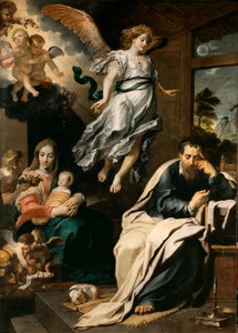 Un ange disant à Joseph en rêve de fuir en Égypte - Gerard . Seghers