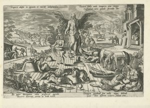 Le Père Temps au milieu de scènes de mauvaise conduite (Temporis abusus in ignauta et muridi uoluptatibus, Allégories moralisantes sur le temps) - Gerard de Jode