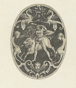 Décoration plate : Hercule capture le sanglier d
