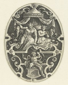 Décoration plate : Hercule étrangle les deux serpents dans son berceau