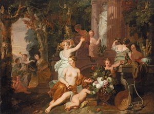 Nymphes et Bacchantes rendant hommage au temple de Flore - Gerard de Lairesse