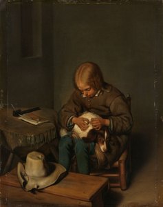 Garçon débarrassant un chien de ses puces - Gerard ter Borch (II) (copy after)