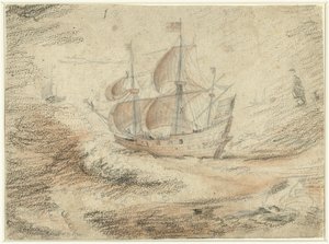 Navire naviguant en mer - Gerard ter Borch (II) (possibly)