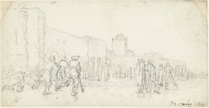 Divertissement sur glace près de la porte de Zijl à Haarlem - Gerard ter Borch (II)