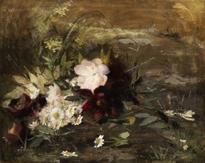 Dutch : Fleurs et marguerites de Seerosen sur le rivage