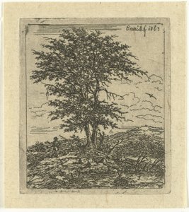 Paysage avec chêne et chasseur