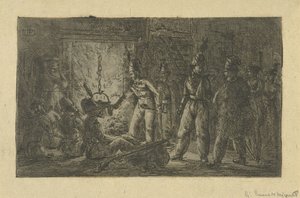 Soldats près du feu - Gerardus Emaus de Micault