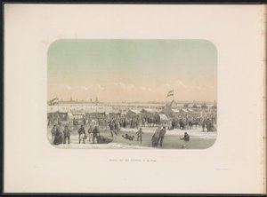 Divertissement sur glace sur la Meuse à Rotterdam, vu depuis le bastion, 1855 - Gerardus Johannes Bos