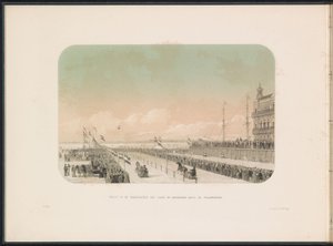 Course de traîneaux sur la Meuse à Rotterdam, 1855 (série: Les plaisirs de la glace sur la Meuse à Rotterdam en février 1855) - Gerardus Johannes Bos