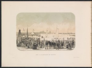 Course de yachts sur glace sur la Meuse à Rotterdam, 1855 - Gerardus Johannes Bos