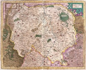 Région bavaroise et le fleuve Danube, Allemagne (gravure) - Gerardus Mercator