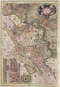 Le cours du Rhin en Westphalie, Allemagne (gravure)