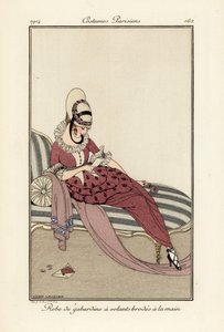 Femme en robe gabardine avec volants brodés à la main - Gerda Marie Frederike Wegener