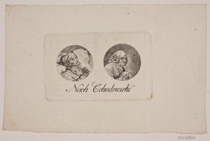 Feuille avec deux portraits en médaillon - Gerhard Ludvig Lahde