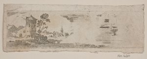 Épreuve de paysage avec château et église - Gerhard Ludvig Lahde