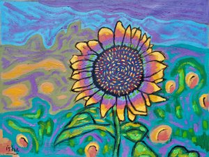 Tournesol joyeux I, 2024 (huile sur toile)