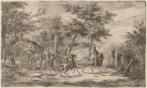 Cavalerie et chariot de foin - Gerhardus Emaus de Micault