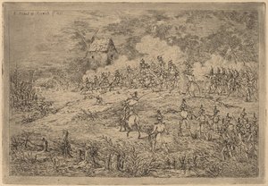 Charge de cavalerie contre des chasseurs - Gerhardus Emaus de Micault