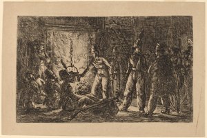 Les cosaques devant la cheminée de la ferme en Hollande [recto] - Gerhardus Emaus de Micault