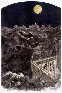 Personnes sur la Lune observant la Terre - ill. de Gerlier, dans Un monde inconnu : 2 ans sur la lune par Pierre de Sélènes, éd. Flammarion - Gerlier Gerlier