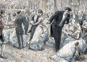 Société et mondanités : le bal vers 1880 Gravure de 