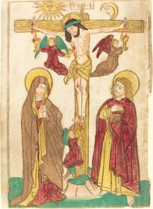 Le Christ en croix avec des anges - German 15th Century