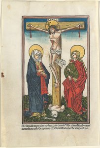 Christ en croix avec la Vierge et Saint Jean - German 15th Century