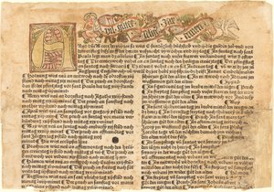 Initiale A et un vœu de Nouvel An - German 15th Century