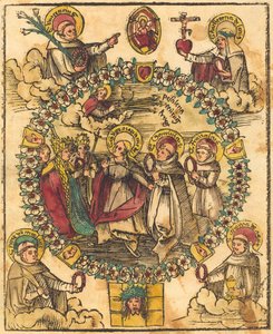 Madone dans un Rosaire avec des Saints - German 15th Century