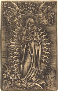 La Vierge couronnée par deux anges - German 15th Century