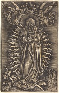 La Vierge couronnée par deux anges - German 15th Century