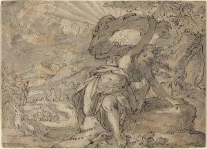 Figure Féminine Allégorique dans un Paysage [recto] - German 17th Century