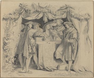 Hommes jetant des dés - German 19th Century