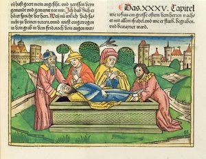 2 Chroniques 35:24 Enterrement de Josias, de la Bible de Nuremberg (Biblia Sacra Germanaica)