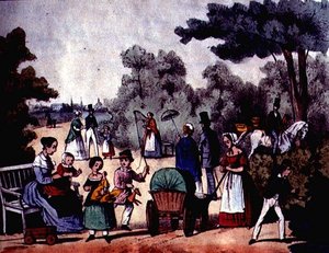 Un parc allemand en été, vers 1860 - German School