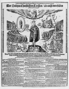 Une feuille allemande représentant Gustave-Adolphe comme le champion de la cause protestante - German School
