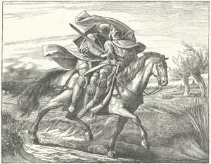 Un chevalier allemand portant Valdemar II de Danemark en sécurité après sa défaite à la bataille de Bornhöved - German School