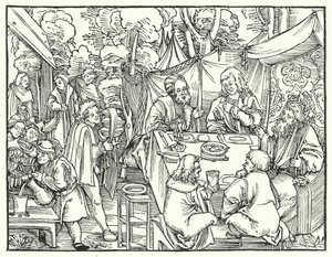 Un banquet royal (gravure) - German School