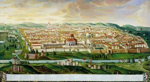 Vue de la Ville Fortifiée de Jérusalem, vers 1740 - German School