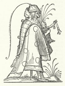 Un personnage du livre Les Songes drolatiques de Pantagruel de Richard Breton (gravure) - German School