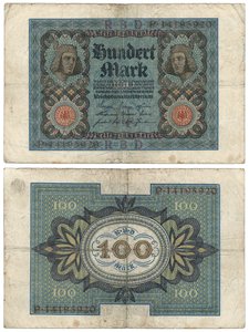 Un billet de cent marks, 1920 (recto et verso)