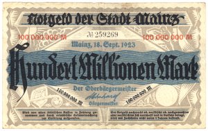 Un billet de cent millions de marks, 1923 - German School